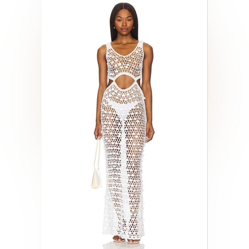 Superdown White Crochet Maxi Cover-Up
